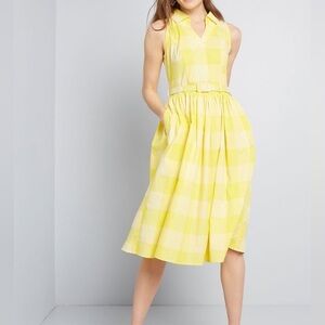 ModCloth x Collectif Yellow Gingham Midi Dress